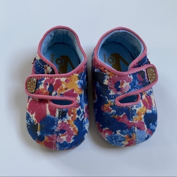 See Kai Run Blue Pink Floral Cruz Booties Crib Shoes 0/6m - Picture 1 of 4